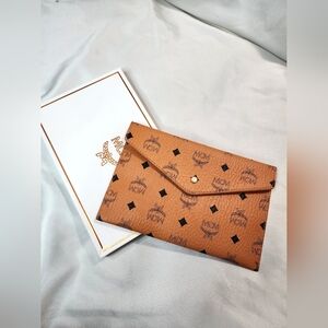 MCM Monogram Envelope Clutch/Pouch in Color COGNAC- New In Box -GWP